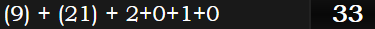 (9) + (21) + 2+0+1+0 = 33