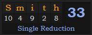 "Smith" = 33 (Single Reduction)