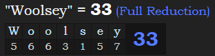 "Woolsey" = 33 (Full Reduction)