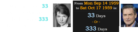 Norm was born 33 days after Margaret’s birthday and 333 days before her next: