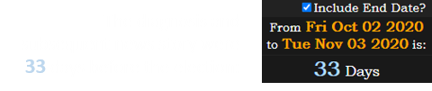 The diagnosis and subsequent news story were 33 days before the election:
