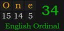 "One" = 34 (English Ordinal)