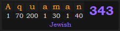 "Aquaman" = 343 (Jewish)