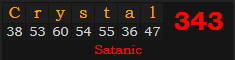 "Crystal" = 343 (Satanic)