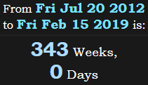 343 Weeks, 0 Days