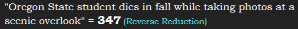 "Oregon State student dies in fall while taking photos at a scenic overlook" = 347 (Reverse Reduction)