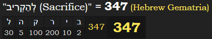 "לְהַקְרִיב (Sacrifice)" = 347 (Hebrew Gematria)