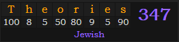 "Theories" = 347 (Jewish)