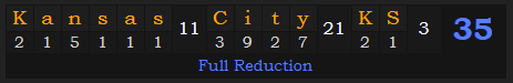 "Kansas City, KS" = 35 (Full Reduction)