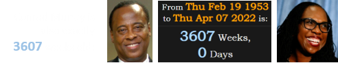 Conrad Murray is also exactly 3607 weeks old: