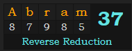 "Abram" = 37 (Reverse Reduction)