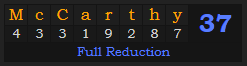 "McCarthy" = 37 (Full Reduction)