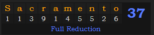 "Sacramento" = 37 (Full Reduction)