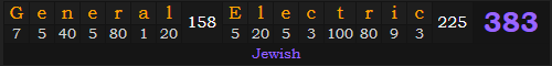 "General Electric" = 383 (Jewish)