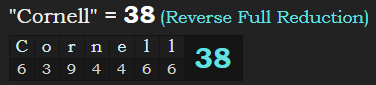 "Cornell" = 38 (Reverse Full Reduction)