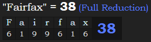"Fairfax" = 38 (Full Reduction)