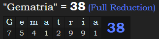 "Gematria" = 38 (Full Reduction)