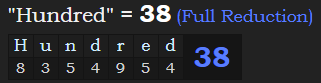 "Hundred" = 38 (Full Reduction)