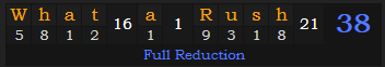 "What a Rush" = 38 (Full Reduction)