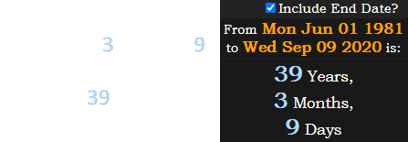 Today is 3 months, 9 days after Schumer’s 39th birthday: