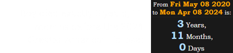 Roy died exactly 3 years, 11 months before the 2024 Greater American Eclipse: