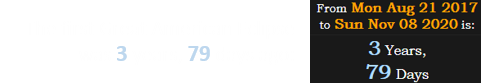 The first Great American Eclipse was 3 years, 79 days ago: