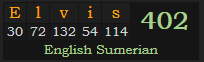 "Elvis" = 402 (English Sumerian)