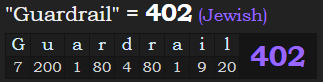 "Guardrail" = 402 (Jewish)