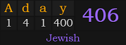 "Aday" = 406 (Jewish)