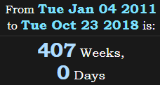 407 Weeks, 0 Days