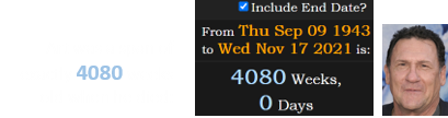 Art was a span of exactly 4080 weeks old when he died: