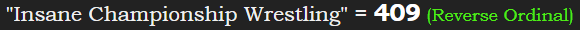 "Insane Championship Wrestling" = 409 (Reverse Ordinal)