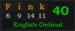 "Fink" = 40 (English Ordinal)