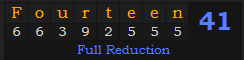 "Fourteen" = 41 (Full Reduction)