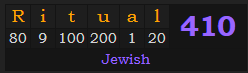 "Ritual" = 410 (Jewish)