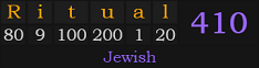 "Ritual" = 410 (Jewish)