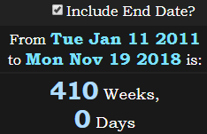 410 Weeks, 0 Days