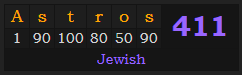 "Astros" = 411 (Jewish)