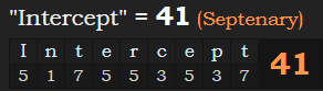 "Intercept" = 41 (Septenary)
