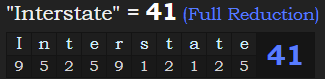 "Interstate" = 41 (Full Reduction)