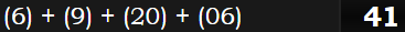 (6) + (9) + (20) + (06) = 41