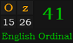 "Oz" = 41 (English Ordinal)