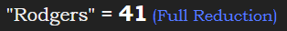 "Rodgers" = 41 (Full Reduction)