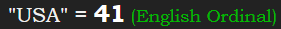 "USA" = 41 (English Ordinal)