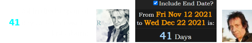 Robin died a span of 41 days after Stewart’s last album: