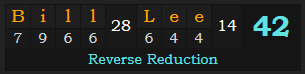 "Bill Lee" = 42 (Reverse Reduction)