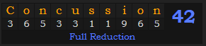 "Concussion" = 42 (Full Reduction)