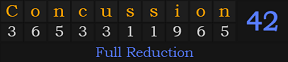 "Concussion" = 42 (Full Reduction)