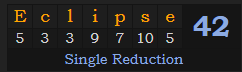 "Eclipse" = 42 (Single Reduction)