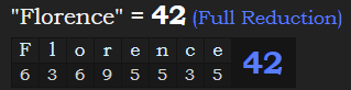 "Florence" = 42 (Full Reduction)